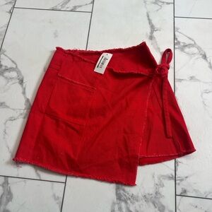 fab'rik Vibrant Red Wrap Mini Skirt